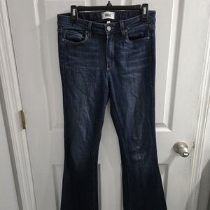 PAIGE High Rise Bell Canyon Jeans Size 29 Bohemian Flare Leg Dark Wash